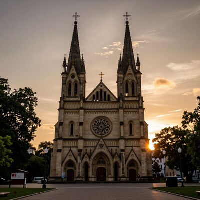 Gothic Cathedral at Sunset