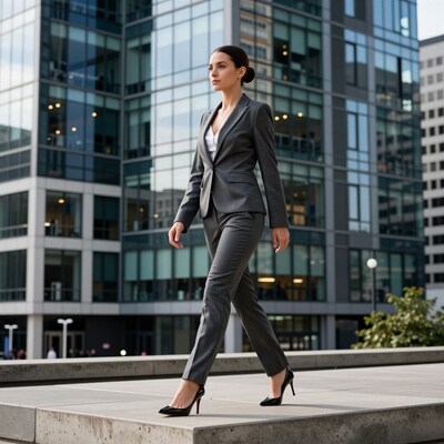 Woman in gray business suit
