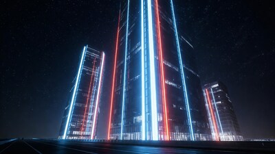 Neon Skyscrapers at Night