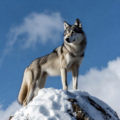 Wolf on Snowy Peak