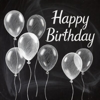 Happy Birthday Balloons Chalkboard