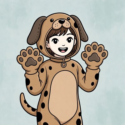 Girl in dog costume