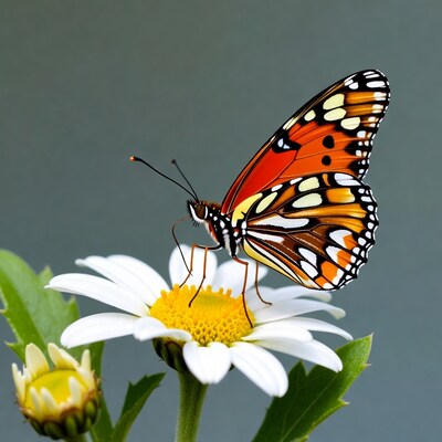 Butterfly on Daisy Flower