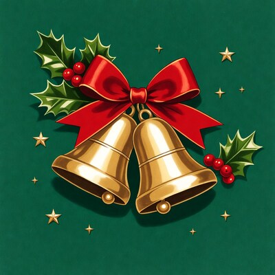 Christmas Bells with Holly