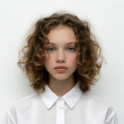 Young girl with curly brown hair