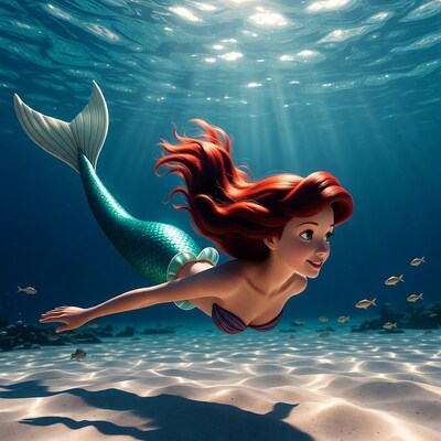 Ariel Mermaid Swimming Underwater