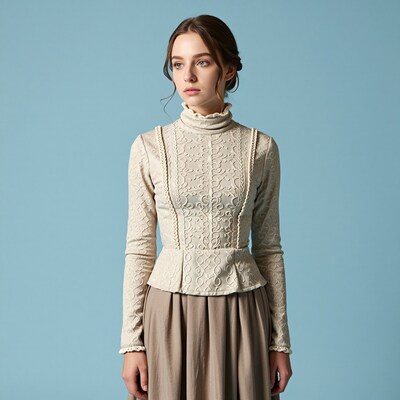 Woman in Victorian blouse