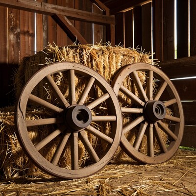 Wooden Wagon Wheels Hay Barn