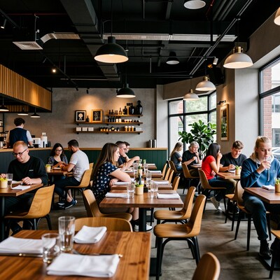 Busy Modern Cafe Interior